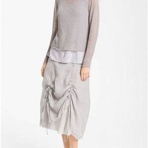 NWT Eileen Fisher Linen Gauze A-Line Skirt with gathered ties.
